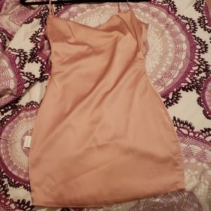 NWT oh Polly satin peach dress